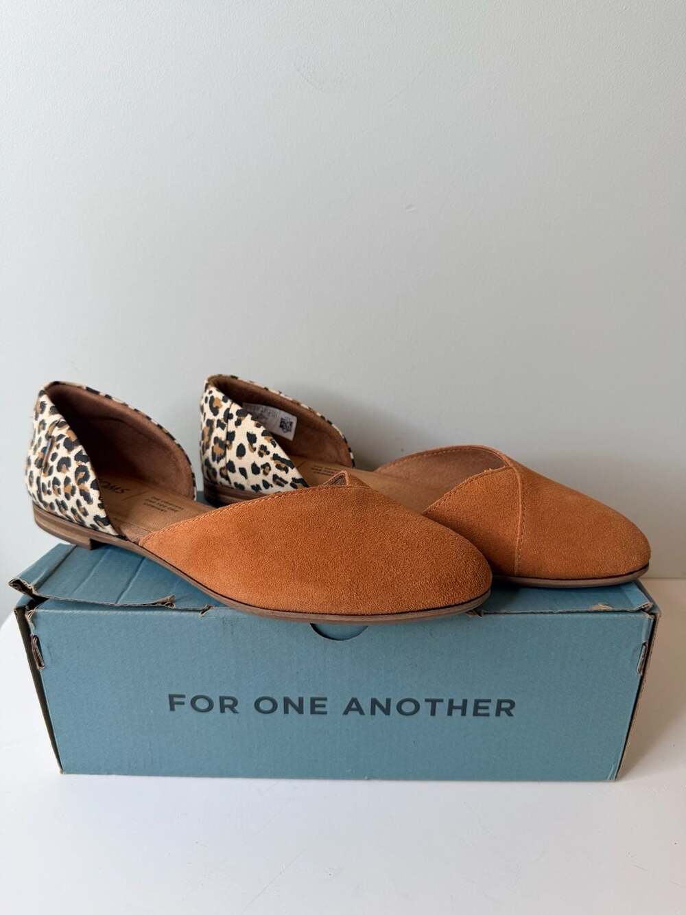 TOMS Julie D'Orsay Carmel Brown Suede and Leopard Print Flats